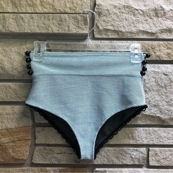 Marysia Sarento Bikini Bottom Azure Blue Black Trim Buttons  XS - Picture 15 of 15